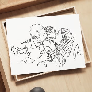 Custom Family Line Portrait | Personalized Parent Gifts | Unique Hand-Drawn Family Illustration | Special Occasion Family Keepsake Gift