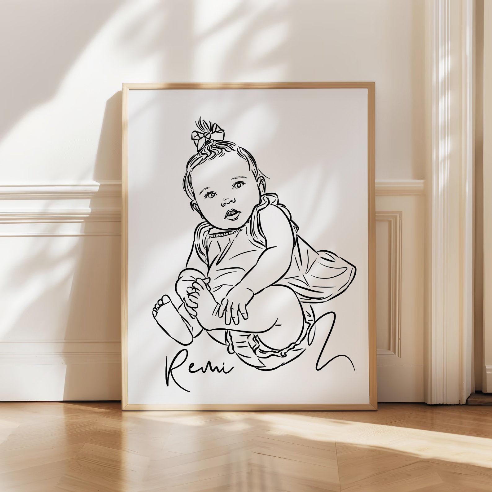 Custom Childs & Toddler Portrait | Baby Line Art from Photo, Family Sketch Art, Unique Mother's Day Gift for New Parent, Baby Shower Present