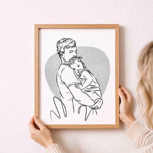 Custom Father Portrait | Line Art Family Drawing | Father’s Day Gift, Anniversary, Dad Birthday Present, Unique Stepdad, Grandparent Artwork