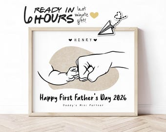 Custom Dad & Baby Line Art Poster, Personalized Fist Bump Portrait from Your Photo, First Father’s Day Gift, Minimal Nursery Decor