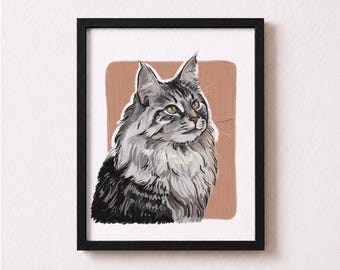 New Kitten Gift, Custom Cat Painting from Photo, Framed Pet Portrait