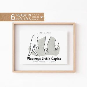 Mommy & Me Hände Line Art | Personalisierte Familie - Kinder Porträt Geschenk | Minimalistische Muttertags Zeichnung | Oma-Andenken - geschätzter Geburtstags-Kunst
