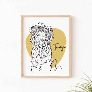 Custom Dog Portrait | Pet Memorial Line Art From Photo | Minimalist Gift for Dog Lover | Birthday Anniversary Keepsake, Pet Cat Loss Drawing