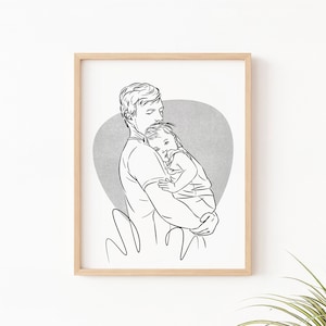 Custom Father Portrait | Line Art Family Drawing | Father’s Day Gift, Anniversary, Dad Birthday Present, Unique Stepdad, Grandparent Artwork