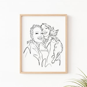 Cat Lover Gifts - Custom Cat Sketch Portrait, Personalized Pet Line Art, Unique Minimalist Cat Drawing, Pet Owner Customizable Animal Gift