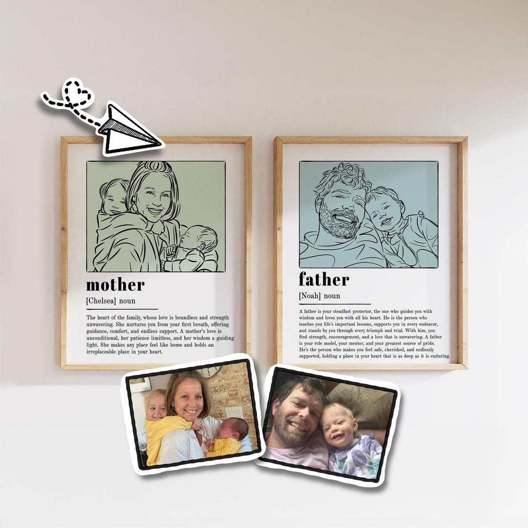 Custom Family Line Art Portrait | Mom Dad Drawing From Photo ...