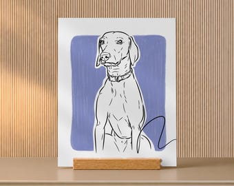 Gotcha Day Gift for Dog Owner, Dog Line Art from Photo on Oak Desk Stand