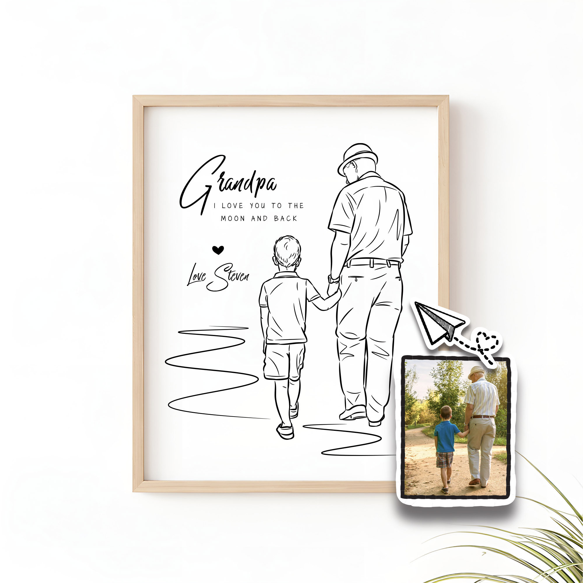 Grandpa Line Art, Personalized Gift for Grandpa