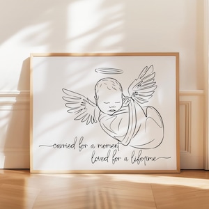 Custom Angel Baby Memorial Line Art | Miscarriage Keepsake | Stillbirth Remembrance Gift for Bereaved Parents | Loss of Infant Drawing