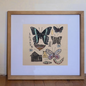 Hand-printed Linocut print