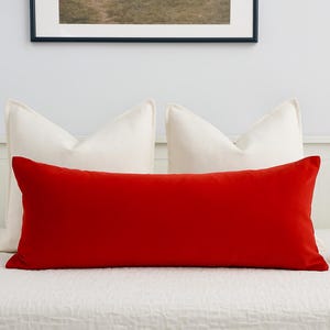 Velvet Lumbar Pillow Tomato Red Throw Pillow Cover for bed deocr Rust Red Long Cushion Cover (All Sizes)