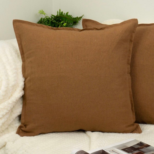 Brown Linen Pillow Etsy