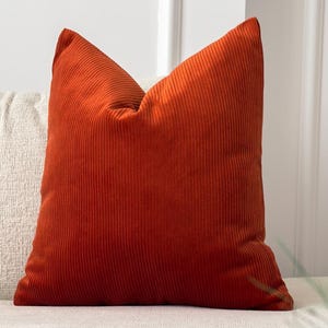 Cord Velvet Terracotta Pillow Cover Rust Cushion Cover Terracotta Lumbar Pillow for Couch or Bed (All Sizes)