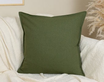 Cotton Linen Moss Green Pillow Cover Throw Pillow Moss Green Scatte Cushion Cover (All Sizes)