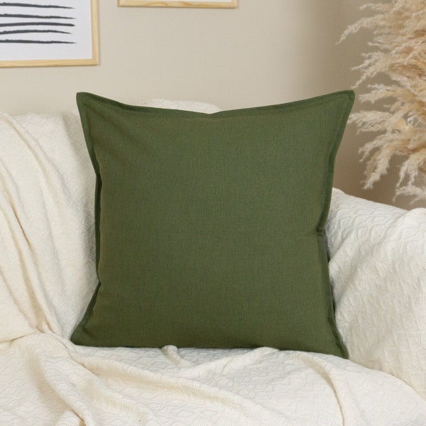 Cotton Linen Moss Green Pillow Cover, Upholstery Linen Moss Green Pillow-Cushion Covers (All Sizes)