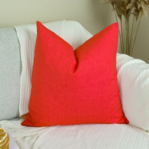 Cotton Linen Red Pillow Cover, Red Linen Cushion Cover, Linen Bed Pillowcase (All Sizes)
