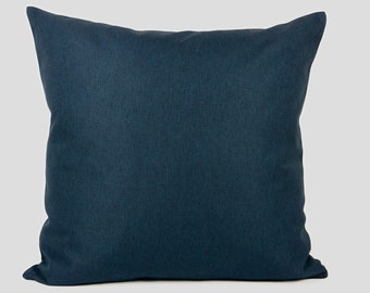 Funda de almohada azul marino de lino de algodón, fundas de cojín azul marino de lino de tapicería (todos los tamaños)