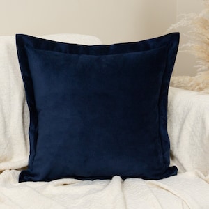 Velvet Dark Navy Blue Pillow Cover Dark Blue Oxford Cushion Cover (All Sizes)