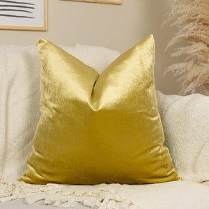 Luxury Velvet Shiny Gold Pillow Cover Gold Throw Cushion, Decorative Yellow Pillow Cover (All Sizes)