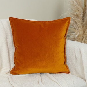 Velvet Orange Pillow Cover Lumbar Orange Burnt Scatter Cushion Cover Rust Throw Pillow Covers (All Sizes)