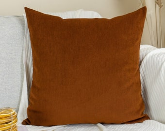 Luxury Cozy Linen Terracotta Pillow Cover, Rust Cozy Decorative Cushion Covers (Any Custom Size)