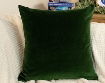 Premium Velvet Dark Green Throw Pillow Cover Home Decor Forest Green Scatter Cushion Lumbar Custom Size Pillow (All Sizes)