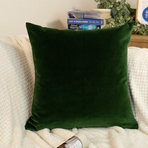Luxury Dark Green Velvet Throw Pillow Cover, Emerald Green Velvet Cushion Cover, Velvet Accent Pillow, Modern Home Decor (All Sizes)