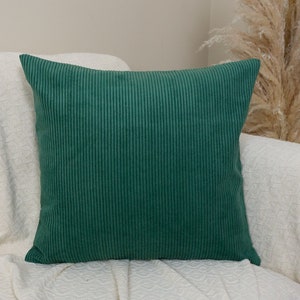 Wide Wale Corduroy 18x18 Green Throw Pillow | Pillow Decor