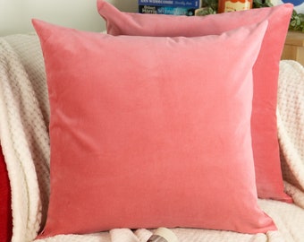 Plush Velvet Pink Pillow Cover, Pink Velvet Cushion Cover, Pink Lumbar Pillow Cover, All size available