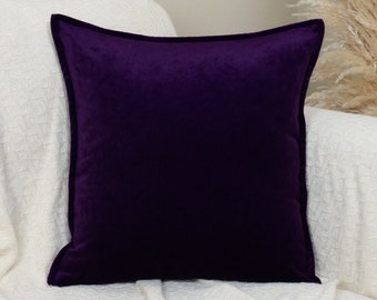 Luxury Velvet Aubergine Pillow Cover, Plush Velvet Deep Purple Cushion Cover, Purple Lumbar Pillow,  (All Sizes)