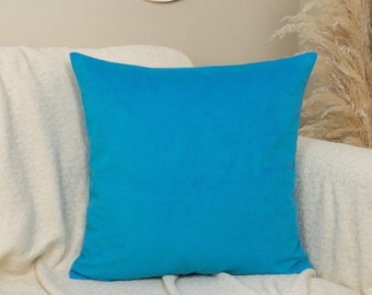 Luxe hemelsblauwe fluwelen kussensloop, decoratieve turquoise fluwelen kussenslopen. (Alle maten)