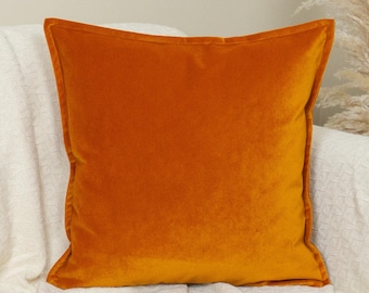 Velvet Orange Pillow Cover Burnt Orange Throw Pillow Cover Orange Lumbar Pillow Covers (All Sizes)