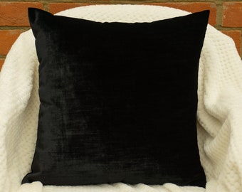 Plush Velvet Black Pillow Cover, Black Velvet Cushion Cover, Decorative Velvet Throw Pillow, All Size available