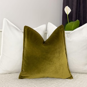 Luxury Velvet Moss Green Pillow Cover Khaki Green Cushion Cover, (All Sizes)