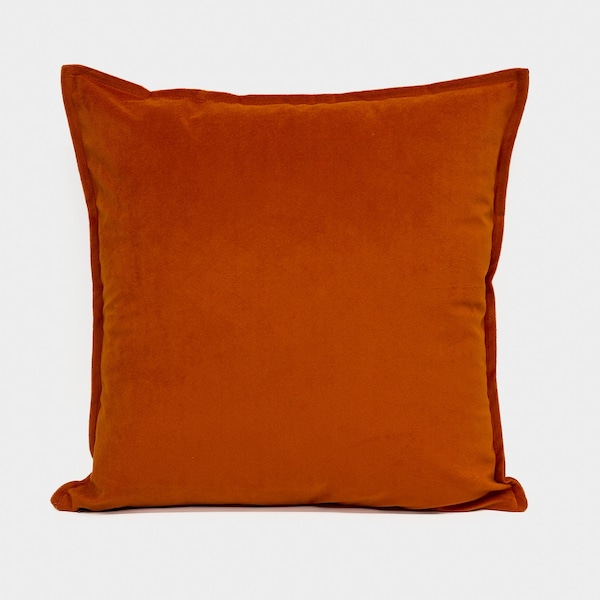 Velvet Orange Pillow Cover Velvet Orange Burnt Cushion Cover Orange Throw Pillow Cover Lumbar (Customizable Size)