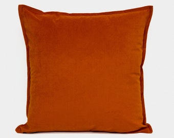 Velvet Orange Pillow Cover Velvet Orange Burnt Cushion Cover Orange Throw Pillow Cover Lumbar (Customizable Size)