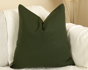 Natural Washed Linen Dark Green Pillow Cover, Dark Green Linen Cushion Cover, Dark Green Linen Pillowcases (Any Custom Size)