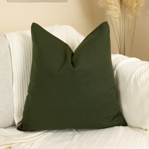 Natural Washed Linen Dark Green Pillow Cover, Dark Green Linen Cushion Cover, Dark Green Linen Pillowcases (Any Custom Size)