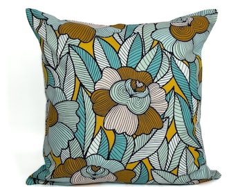Cotton Linen Leaf Cushion - Pillow Cover, Linear Stem Scandinavian Decor Cushion Cover (All Sizes)