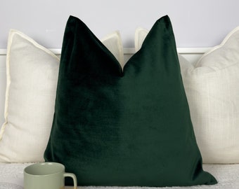 Velvet Dark Green Throw Pillow Cover Decorative Lumbar Cushion Cover (All Sizes)
