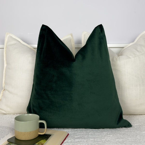 Velvet Dark Green Throw Pillow Cover Decorative Lumbar Cushion Cover (All Sizes)