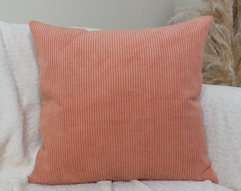 Housse de coussin velours velours rose très doux, housse de coussin rose saumon (toutes tailles personnalisées)