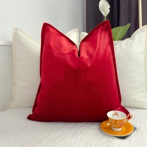 Velvet Red Christmas Pillow Cover Home Decor Cushion Cover Red Lumbar Pillow Cover (All Sizes)