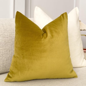 Luxury Oil Green Velvet Pillow Cover Soft Golden Green Cushion Decorative Throw Pillow for Sofa, Bed, Living Room (All Sizes)