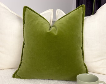 Velvet Moss Green Pillow Cover Decorative Moss Green Scatter Cushion Velvet Green Throw Pillow Cover Lumbar (All Sizes)