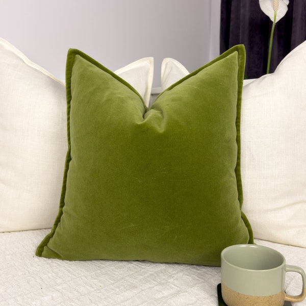 Velvet Moss Green Pillow Cover Decorative Moss Green Scatter Cushion Velvet Green Throw Pillow Cover Lumbar (All Sizes)