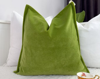 Plush Velvet Kelly Green Pillow Cover, Apple Green Velvet Cushion Cover, Green Lumbar Pillow, All size available