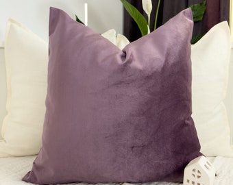 Fodera per cuscino in velluto viola di lusso, fodera per cuscino in velluto color melanzana, cuscino decorativo lilla (in qualsiasi dimensione personalizzata)