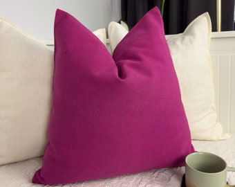 Upholstery Linen Fuchsia Throw Pillow Cover Linen Fuchsia Scatter Cushion Cover Rose Pink Decorative Lumbar Linen Pillows (Any Custom Size)