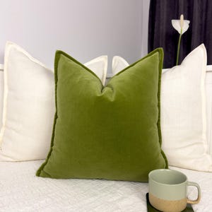 Premium Velvet Moss Green Pillow Cover Decorative Flanged Moss Green Cushion Cover Velvet Green Throw Pillow Cover Lumbar (All Sizes)